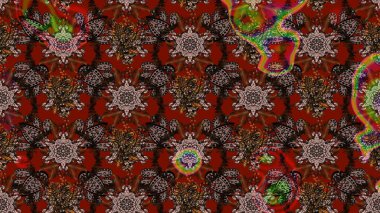 Eski moda arka plan. Çiçek çelengi. Güzel, parlak, pürüzsüz kumaş, tuval. Desen, çizim, çiçek sınırı. Raster illüstrasyonu. Kıvırcık, parlak örgü.