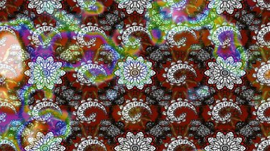 Renkli çiçekler. Raster illüstrasyonu. El çizimi çiçekli soyut çizim deseni.