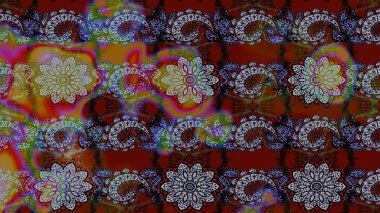 Raster illüstrasyonu. Moda arka planında parlak buketler. Kumaş, duvar kağıdı ve kağıt üzerine baskı yapmak için gelişen arka plan. Eski usul küçük çiçekli şirin bir eskiz deseni..