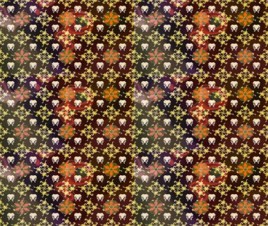 Çiçek desenli eskiz, yaz çiçekleri. Kahverengi ve gri renkli çiçekler. Düz Çiçek Elementleri Tasarımı. Renkli Bahar Teması çizim şablonu.