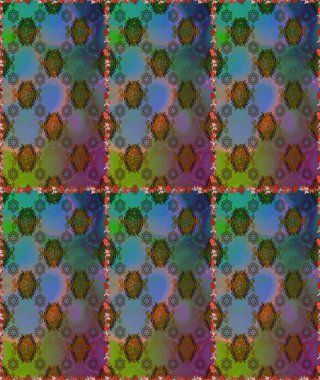 Düz Çiçek Elementleri Tasarımı. Renkli Yaz Temalı Kusursuz Arkaplan. Kahverengi ve yeşil renkli çiçekler. Sevimli çiçek raster deseni.