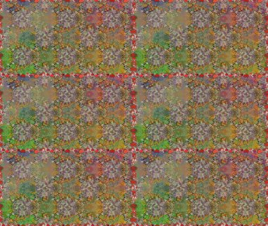 Raster illüstrasyonu. Kahverengi ve bej renklerde bahar çiçekleri. Çiçekli, pürüzsüz bir desen. Raster çiçekleri klasik tarzda resmedilir..