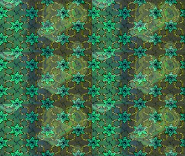 Düz Çiçek Elementleri Tasarımı. Raster illüstrasyonu. Renkli Bahar Teması eskiz kalıbı. Yeşil renkte zarif çiçekler ve suluboya..