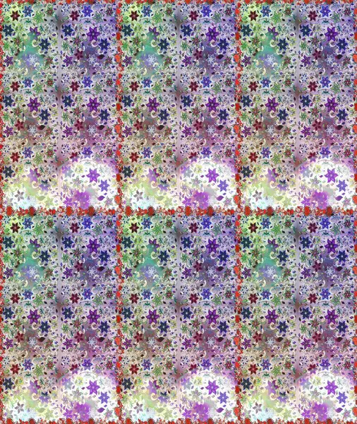Renkli desenli kusursuz desenli, nötr ve gri çiçekli ve dekoratif elementli. Eski usul. Raster illüstrasyonu. Kumaş, tekstil, duvar kağıdı baskısı için. Kusursuz arkaplan.
