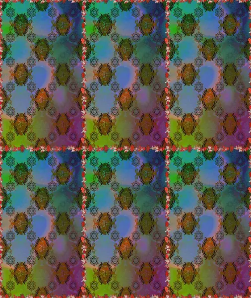 Düz Çiçek Elementleri Tasarımı. Renkli Yaz Temalı Kusursuz Arkaplan. Kahverengi ve yeşil renkli çiçekler. Sevimli çiçek raster deseni.