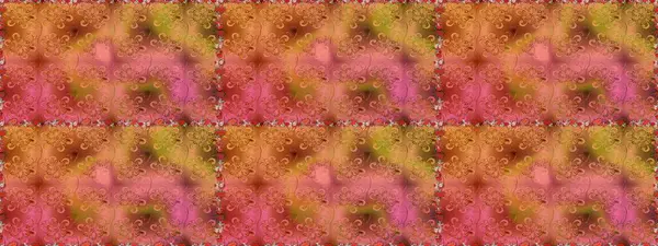 Suluboya tarzında turuncu ve pembe renklerde. Küçük çiçekli kusursuz yay deseni. Raster illüstrasyonu.