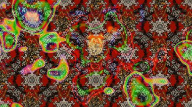 Renkli Bahar Teması eskiz kalıbı. Raster. Düz Çiçek Elementleri Tasarımı.