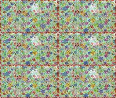 Düz Çiçek Elementleri Tasarımı. Tarafsız ve yeşil renklerde çiçekler. Raster illüstrasyonunda kusursuz çiçek deseni. Renkli Bahar Teması Kusursuz Arkaplan.