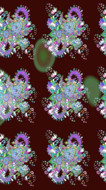 Çizim çiçek deseni duvar kağıdı, web sitesi arka planı, ambalaj kağıdı, davetiye, broşür, afiş veya web sitesi için kullanılabilir. Karalama elementleri. El çizimi Raster illüstrasyonu.