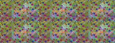 Kusursuz çiçek deseni. Raster illüstrasyonu. Yeşil ve nötr renklerde çiçekler. Asya tekstil tarzında. Raster illüstrasyonu.