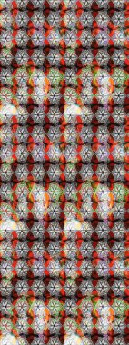 Raster Çiçek İllüstrasyonu güzel tekstil. Gri renkli etnik çiçeklerle zarif eskiz deseni.