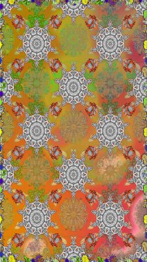 Raster illüstrasyonu. Şirin çiçek elementleri. Kusursuz. Gri ve kahverengi renkte çiçekler.