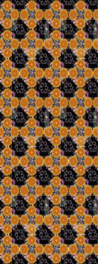 Siyah renkli bitkilerden oluşan parlak çiçekli çizim deseni.