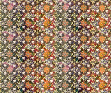 Desen, çizim, çiçek sınırı. Raster illüstrasyonu. Çiçek çelengi. Güzel, parlak, pürüzsüz kumaş, tuval. Eski moda arka plan. Kıvırcık, parlak örgü.