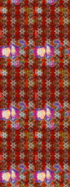 Raster illüstrasyonundaki çiçek desenli çizim. Düz Çiçek Elementleri Tasarımı. Kırmızı, kahverengi ve bej renkli çiçekler. Renkli Yaz Teması çizim şablonu.