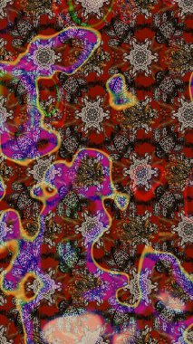 Raster illüstrasyonu. Anti-stres için soyut örnek sayfası. Kahverengi, kırmızı ve gri renklerde.