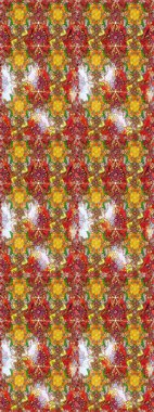 Kahverengi ve sarı renklerde parlak çiçekli halı ile kusursuz desen..