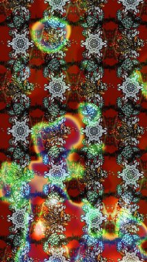 Çiçekli karalama şeklinde Raster çiçek deseni. Kırmızı ve kahverengi renkte çiçekler. Yumuşak, bahar çiçekli arka plan.