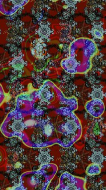 Raster düz çiçek çizim deseni. Kırmızı ve kahverengi renkte çiçekler. Tasarım hediye paketi, tebrik kartları, posterler ve afiş tasarımı.