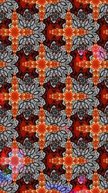 Raster illüstrasyonu. Kumaş, tekstil, duvar kağıdı baskısı için. Eskiz geçmişi. Eski usul. Tomurcukları papatya çiçekleri olan sevimli bir çiçek deseni. Miles Fleur, dandik süs.