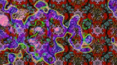 Düz Çiçek Elementleri Tasarımı. Kahverengi ve kırmızı renkte çiçekler. Renkli Bahar Teması eskiz kalıbı. Sevimli çiçek raster deseni.