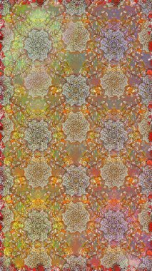 Çiçekli karalama şeklinde Raster çiçek deseni. Kahverengi renkli çiçekler. Yumuşak, yaz çiçekli arka plan.