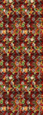 Eskiz arkaplan modeli. Raster hisseleri. Kahverengi, kırmızı ve siyah üzerine çiçekler. Suluboya, elle çizilmiş.