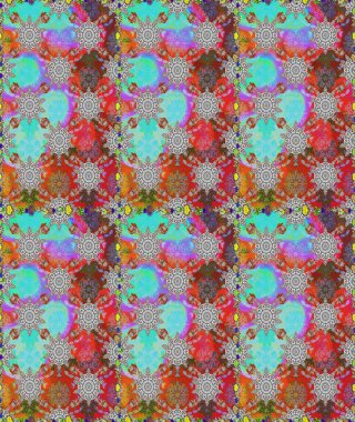 Duvar kağıdı, web sitesi arka planı, ambalaj kağıdı, davetiye, broşür, afiş veya web sitesi için kusursuz çiçek deseni kullanılabilir. Parlak elementlerin. El çizimi Raster illüstrasyonu.