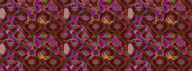 Raster illüstrasyonu. Çizim çiçek deseni duvar kâğıdı olarak kullanılabilir. Kahverengi ve kırmızı renkte çiçekler.