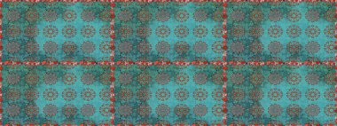 Mavi ve kahverengi renkte çiçekler. Raster düz çiçekleri pürüzsüz desen. Tasarım hediye paketi, tebrik kartları, posterler ve afiş tasarımı.