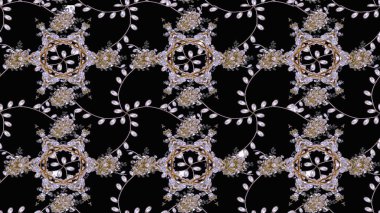 Çiçekli siyah, nötr ve gri çizim deseni. Raster çiçek izi. Klasik taslak çizimi.