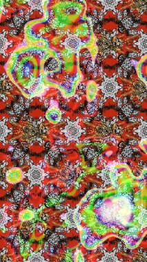 Kumaş, tekstil, duvar kağıdı baskısı için. Miles Fleur, süslü püslü bir süs. Eskiz geçmişi. Raster illüstrasyonu. Eski usul. Tomurcukları papatya çiçekleri olan sevimli bir çiçek deseni..