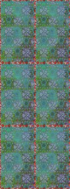 Mavi ve yeşil renkli mavi ve yeşil papatya deseni. Mavi ve yeşil renklerde. Raster illüstrasyonu.