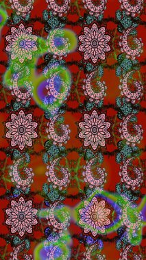 Raster güzel kumaş deseni çiziyor. Düz Çiçek Elementleri Tasarımı. Renkli Bahar Teması eskiz kalıbı. Çiçek deseni.