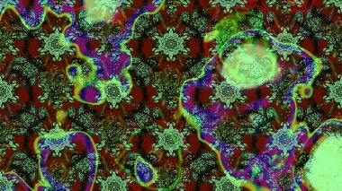 Süslü kumaş deseni. Renkli Bahar Teması eskiz kalıbı. Raster illüstrasyonundaki çiçek desenli çizim. Düz Çiçek Elementleri Tasarımı.