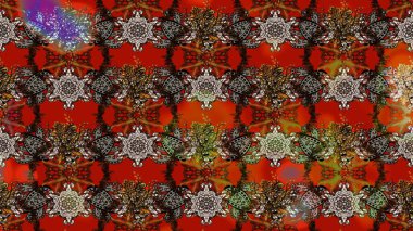 Hediye ambalaj kağıdı, tebrik kartları, posterler ve pankart tasarımı. Raster düz çiçek çizim deseni. Kahverengi ve kırmızı renkte çiçekler.