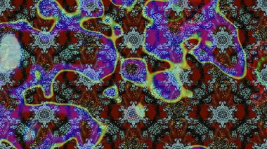 Tropik çiçek desenleri. Raster illüstrasyonu. Mavi ve kahverengi renkte çiçekler.