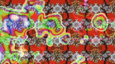 Raster illüstrasyonu. Şirin çiçek elementleri. Gri ve kırmızı renkte çiçekler. Çizim.