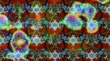 Çiçekli ipek eşarp. El çizimi çiçek unsurları olan soyut çizim raster deseni. Retro tekstil tasarım koleksiyonu. 1950-1960 motifleri. Açık.