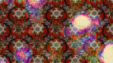 Çiçek. Renklerle. Raster illüstrasyonu. Taslak dekoratif arka plan, çiçek mandala.