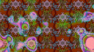 Parlak çiçekli renkler üzerine soyut çizim deseni. Küçük çiçekte hoş bir çiçek deseni var. Çiçek elementli zarif raster dokusu..