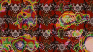 Raster illüstrasyonu. Güzel karalamalı çiçek desenli çizim. Güzel kumaş deseni. Küçük çiçekte sevimli çiçek deseni var..