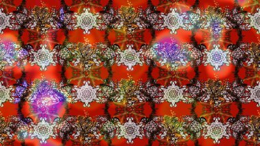 Çok renkli, zarif küçük çiçekler ve komik böcekler, raster desen, illüstrasyon.