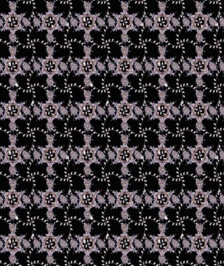 Raster illüstrasyonu. Eski usul. Renkli desenli eskiz deseni, siyah, nötr ve gri çiçekler ve dekoratif elementler. Eskiz geçmişi. Kumaş, tekstil ve duvar kağıdı baskısı için..