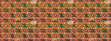 Senin tasarımın için, duvar kağıdı. Kahverengi renklerde altın çiçekli altın desenler. Altın rengi, kusursuz çizim. Raster geometrik arkaplanı.