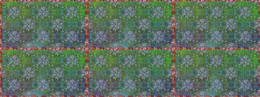 Yumuşak, bahar çiçekleri yeşil ve mavi renklerde. Çiçekli karalama şeklinde Raster çiçek deseni. Raster illüstrasyonu.