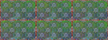 Yumuşak, bahar çiçekleri yeşil ve mavi renklerde. Çiçekli karalama şeklinde Raster çiçek deseni. Raster illüstrasyonu.