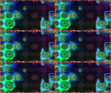 Küçük çiçekteki sevimli çiçek deseni. Gri ve mavi renkte çiçekler.