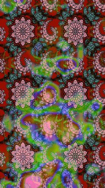 Raster illüstrasyonu. Düz Çiçek Elementleri Tasarımı. Chichi 'nin kumaş kalıbını çiz. Çiçek deseni. Renkli Bahar Teması çizim şablonu.