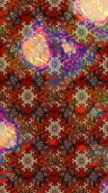 Raster illüstrasyonu. Güzel kumaş deseni. Bahar çiçekli güzel bir çiçek deseni..